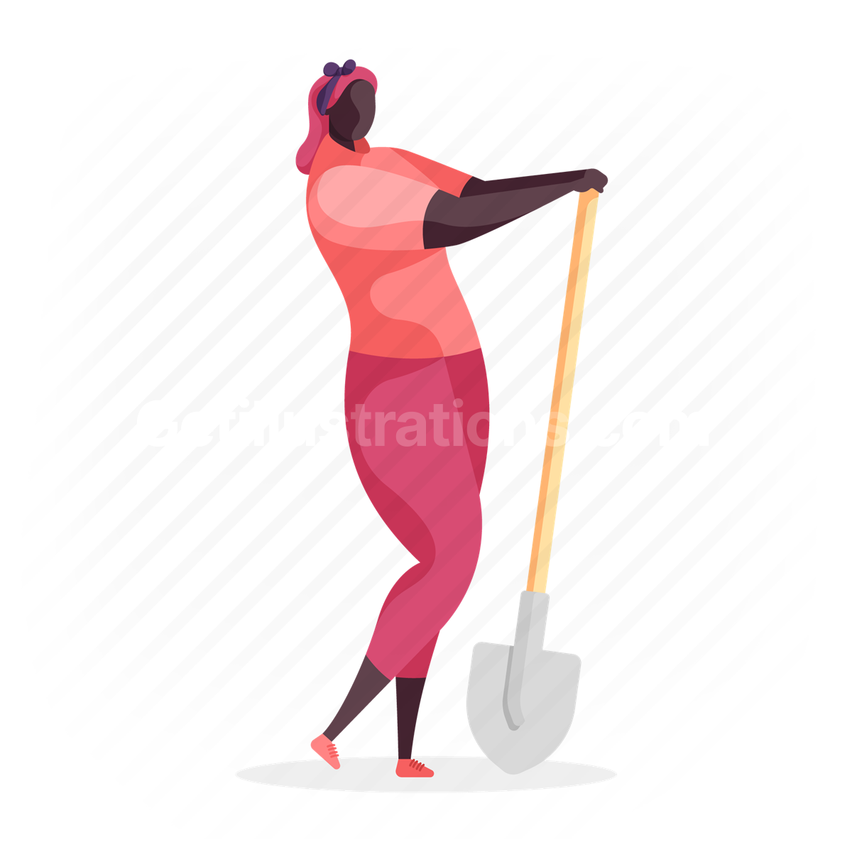 woman, shovel, tool, dig, construction